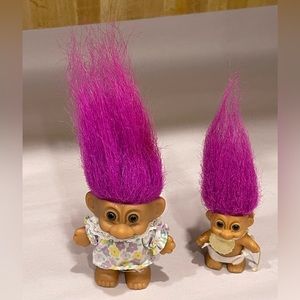Vintage Flower Girl Troll Doll and baby